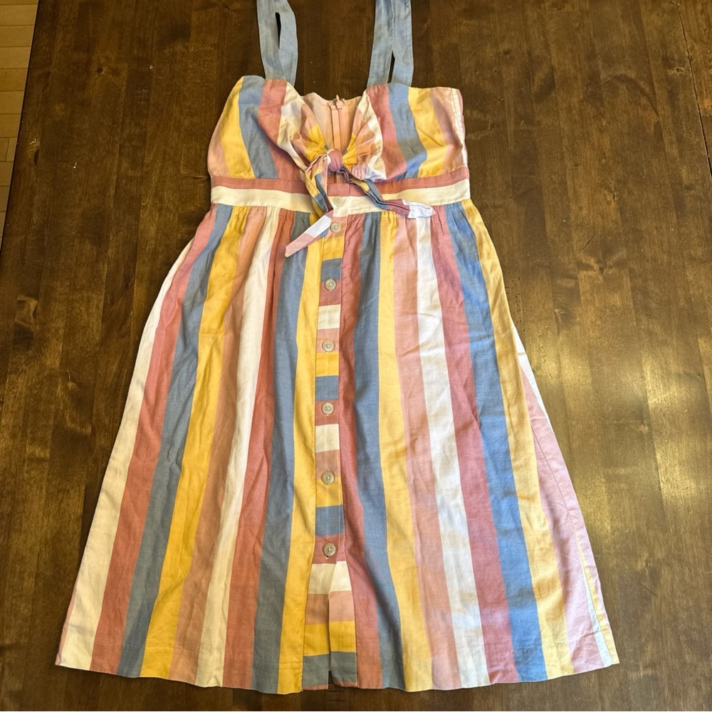 Madewell Cut Out Dress Bow Stripe Sherbert Spring Easter Vacation Beach Size 8